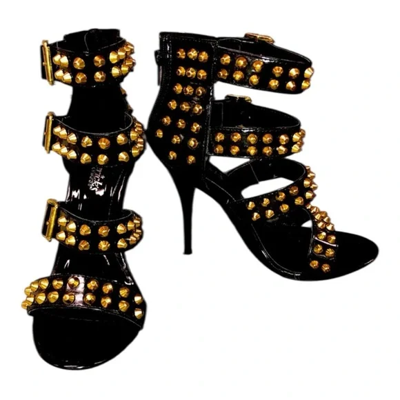 Gorgeous & Sexy Studded Black and Gold Women's Heels - Frederick’s of Hollywood - Picture 5 of 5